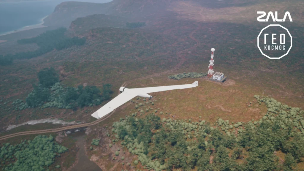 Drone in flight with a view of the ground