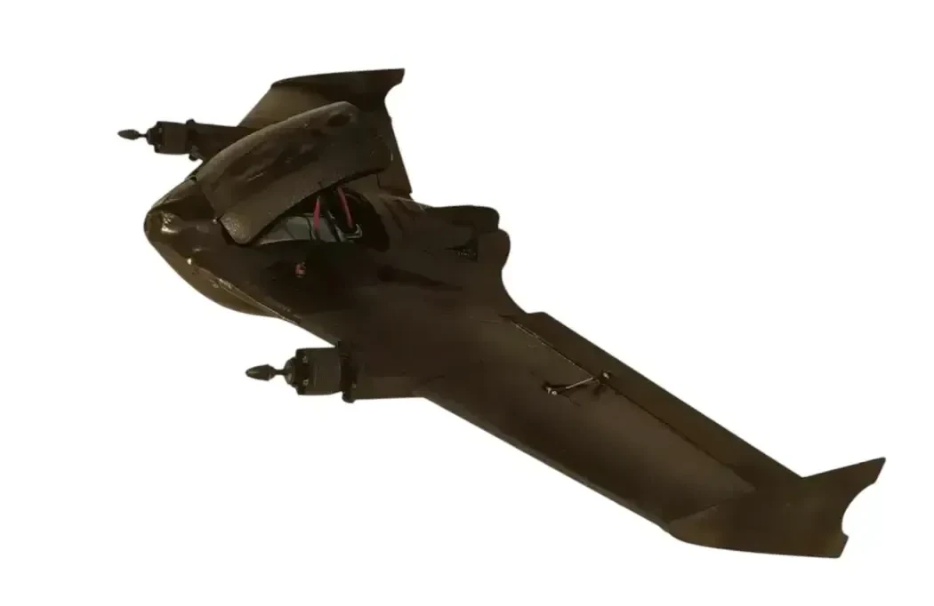 Ukraine tests a fixed-winged interceptor drone DELETEr with vertical take-off and a parachute