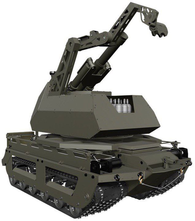 Російськик НРК "Курьер" із мінометом і автономним заряджальним маніпулятором