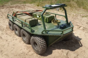 Ukrainian troops conduct first logistics mission using amphibious UGV