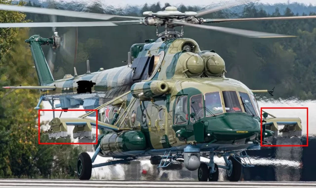 Російський вертоліт Ми-8 із пусковими установками для "Дань-Т"/"Бандероль"